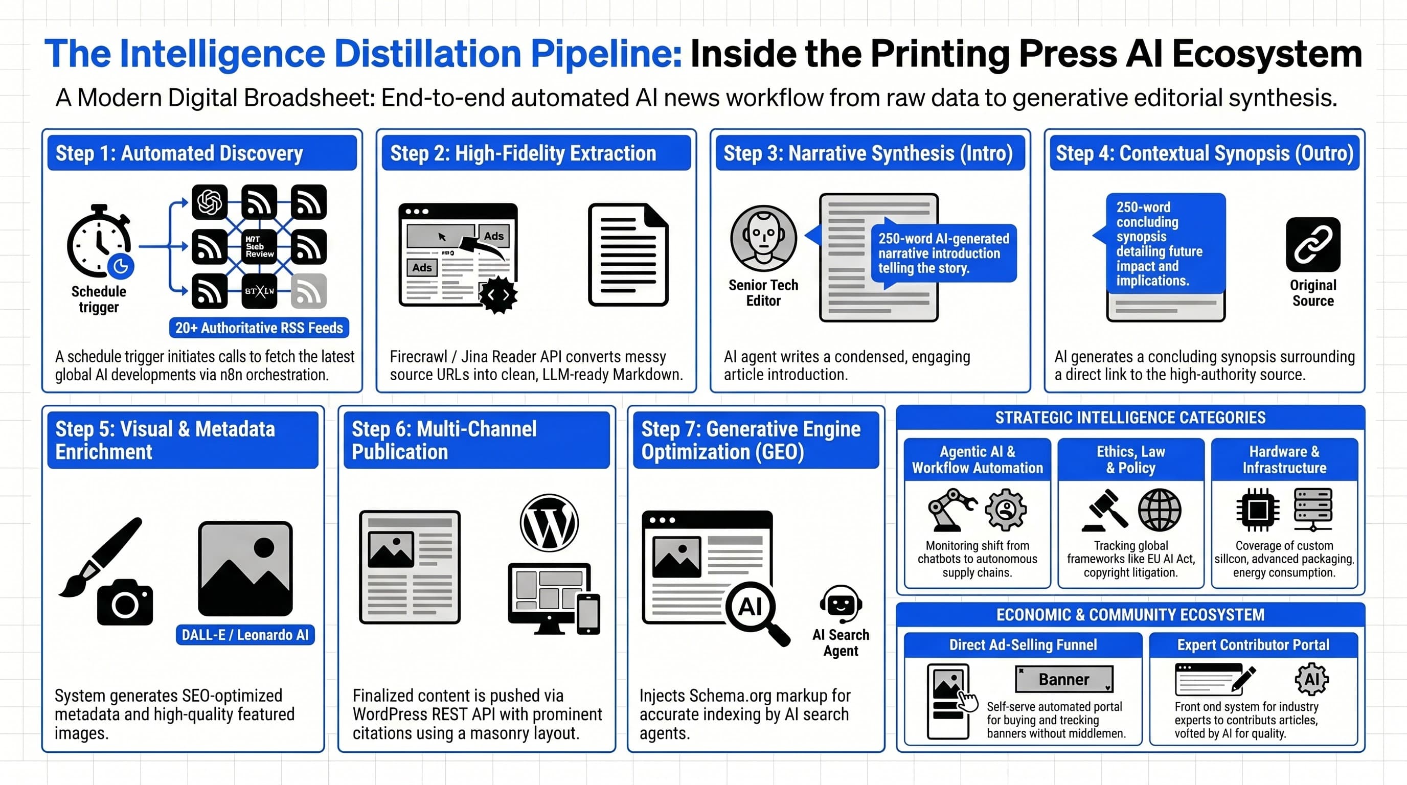 Printing Press AI pipeline infographic
